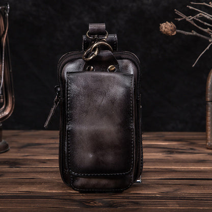 Elegante Bolsa de Cadera de Cuero para Hombres