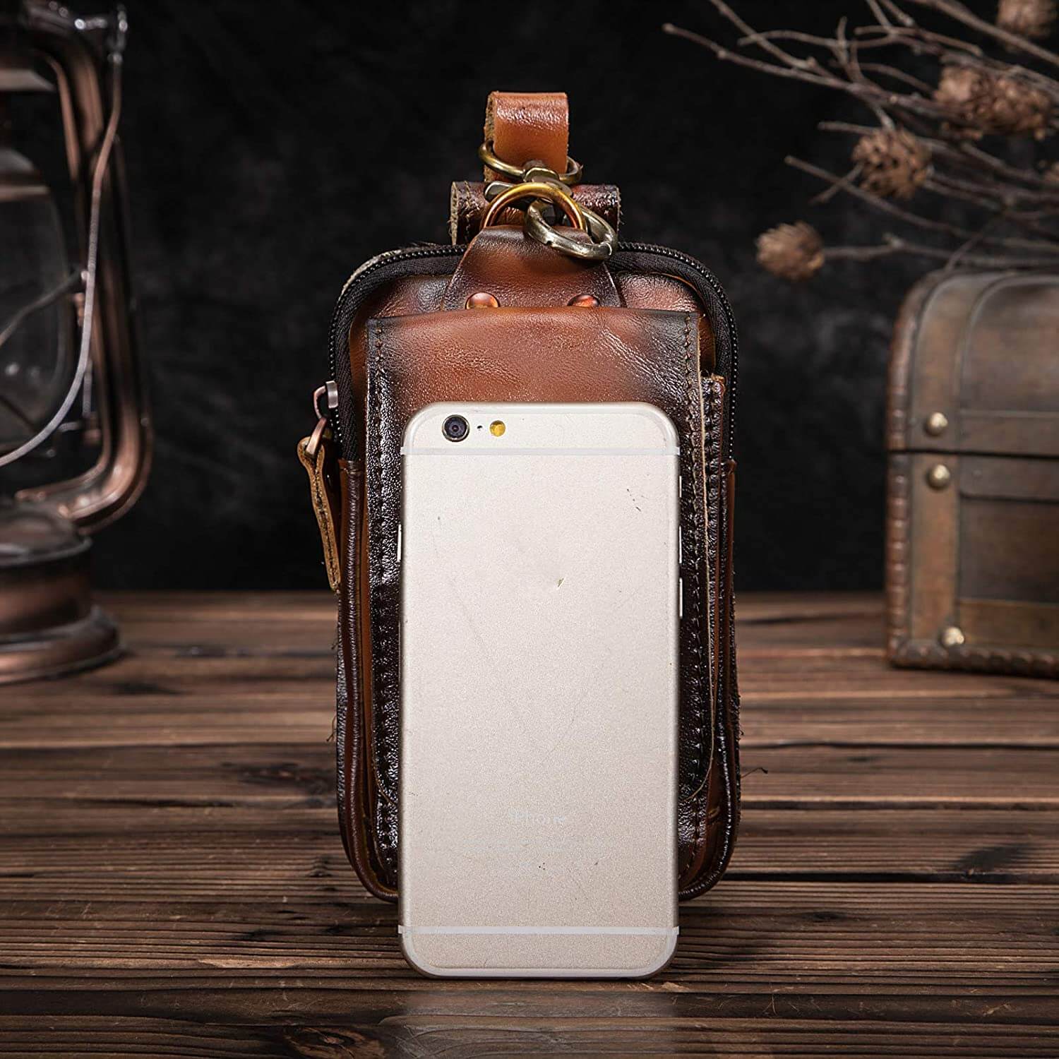 Elegante Bolsa de Cadera de Cuero para Hombres