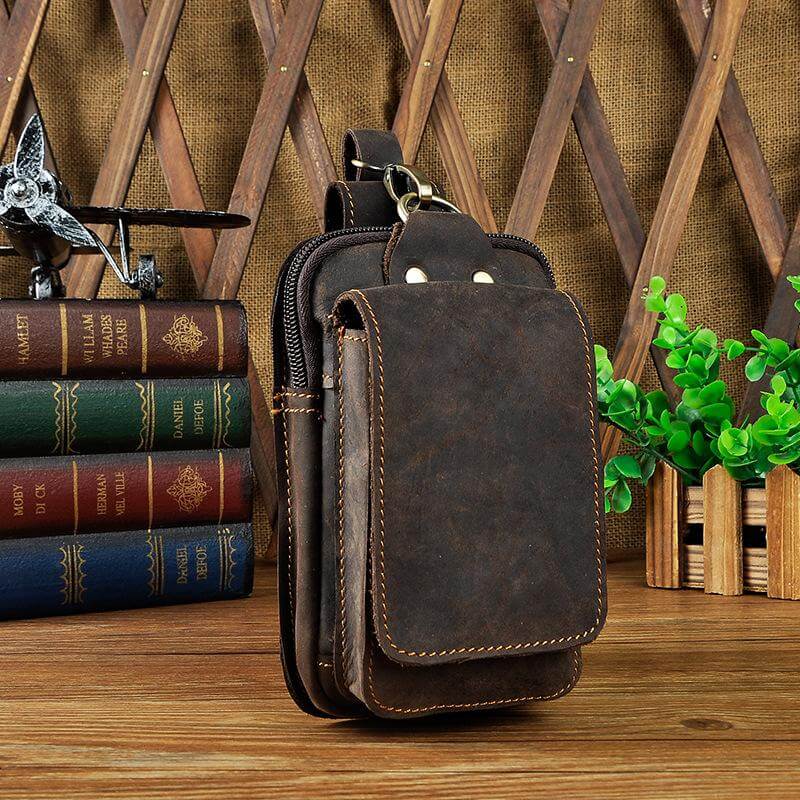 Elegante Bolsa de Cadera de Cuero para Hombres