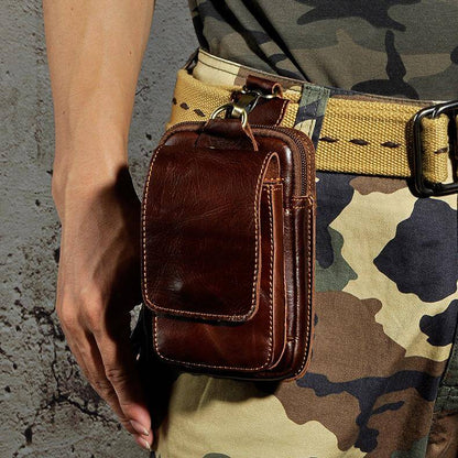 Elegante Bolsa de Cadera de Cuero para Hombres