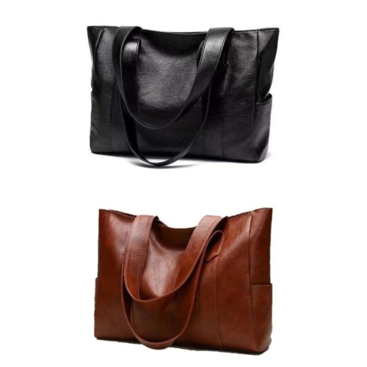 Elegante Bolso de Hombro de Cuero con Estilo Retro y Superficie Lisa