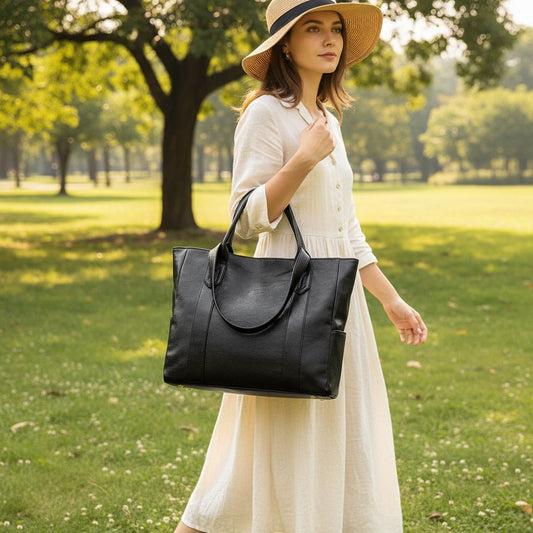 Elegante Bolso de Hombro de Cuero con Estilo Retro y Superficie Lisa