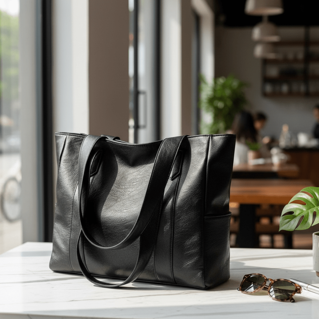 Elegante Bolso de Hombro de Cuero con Estilo Retro y Superficie Lisa