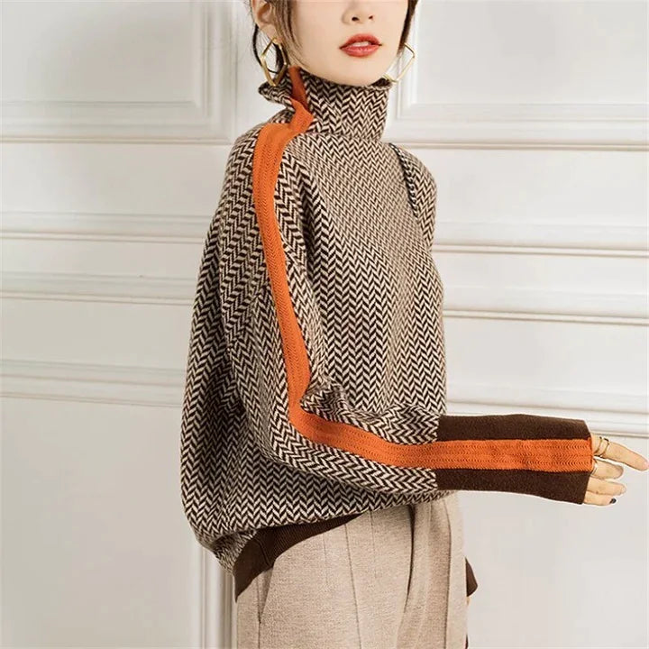 Elegante jersey de cuello alto de cachemira