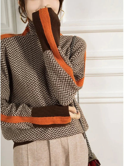 Elegante jersey de cuello alto de cachemira