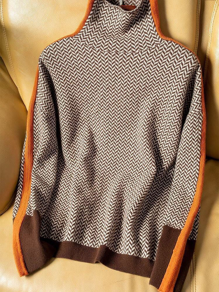 Elegante jersey de cuello alto de cachemira