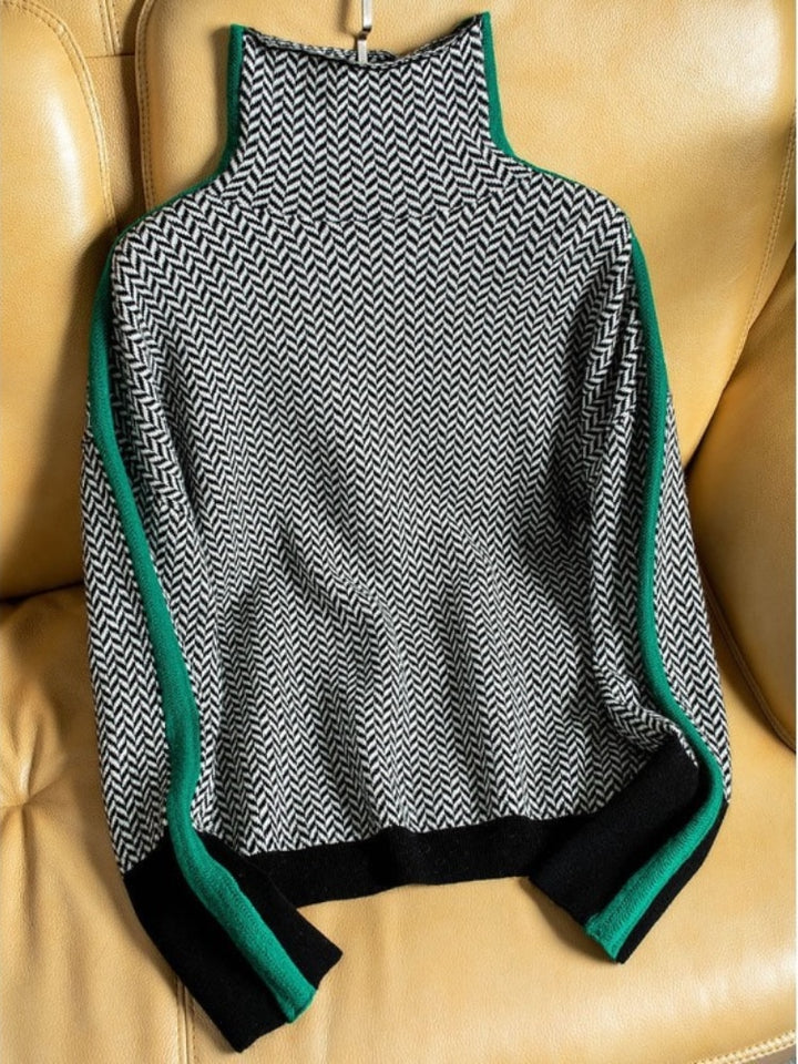 Elegante jersey de cuello alto de cachemira