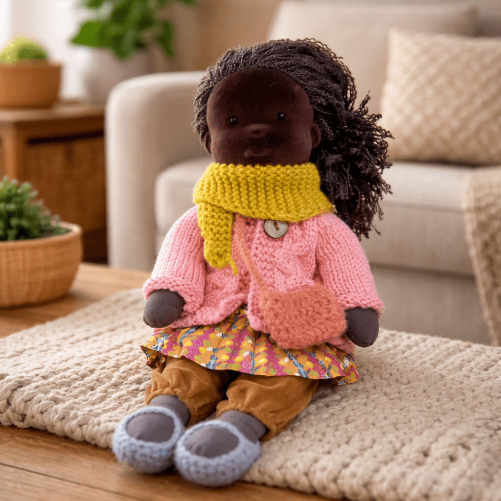 ELORA – Muñeca Waldorf Hecha a Mano de Algodón para Juego Creativo