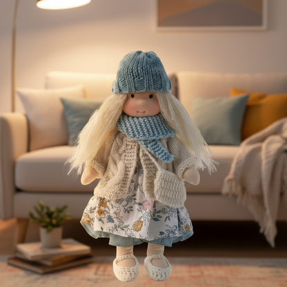 ELORA – Muñeca Waldorf Hecha a Mano de Algodón para Juego Creativo
