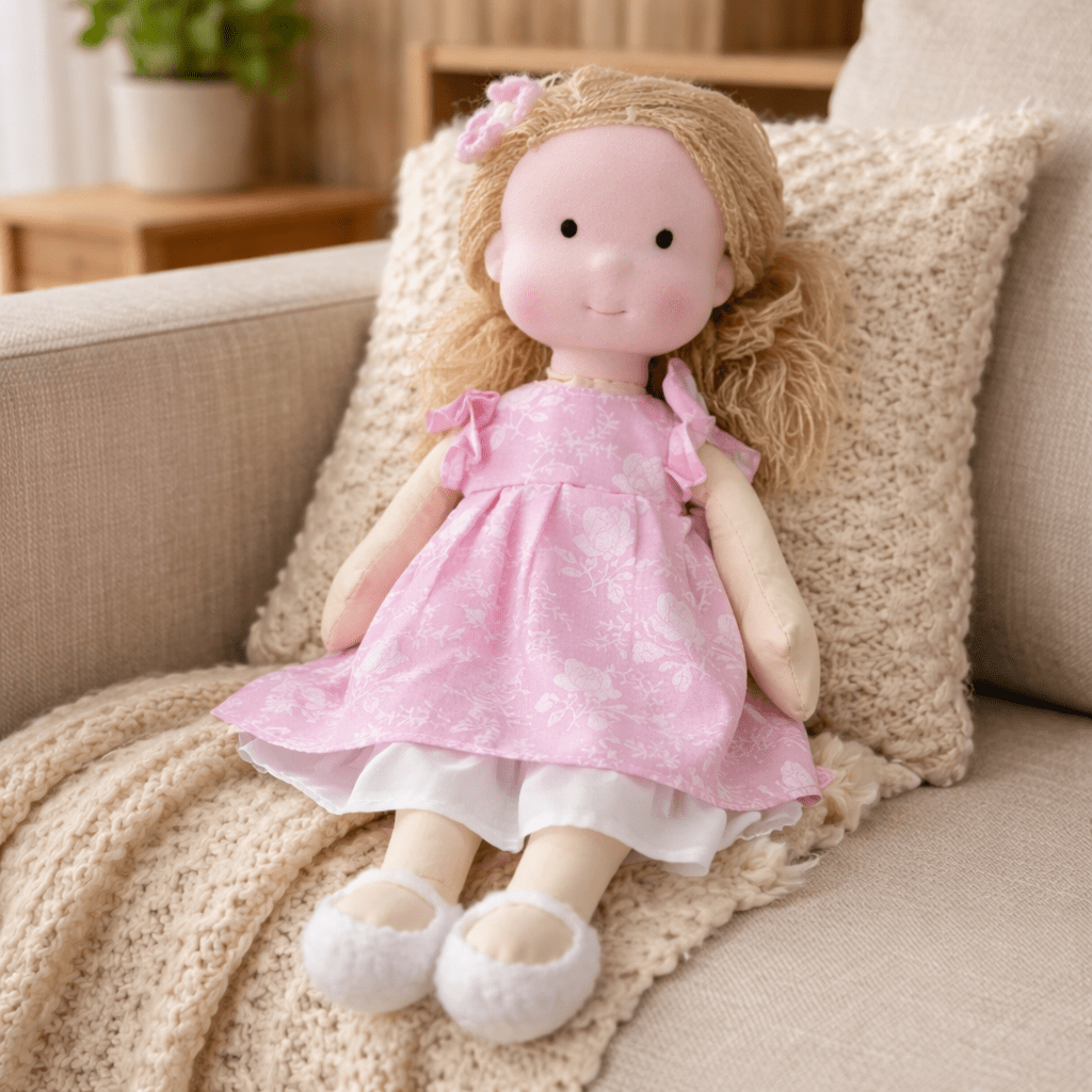 ELORA – Muñeca Waldorf Hecha a Mano de Algodón para Juego Creativo