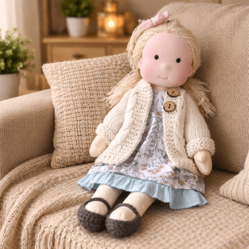 ELORA – Muñeca Waldorf Hecha a Mano de Algodón para Juego Creativo