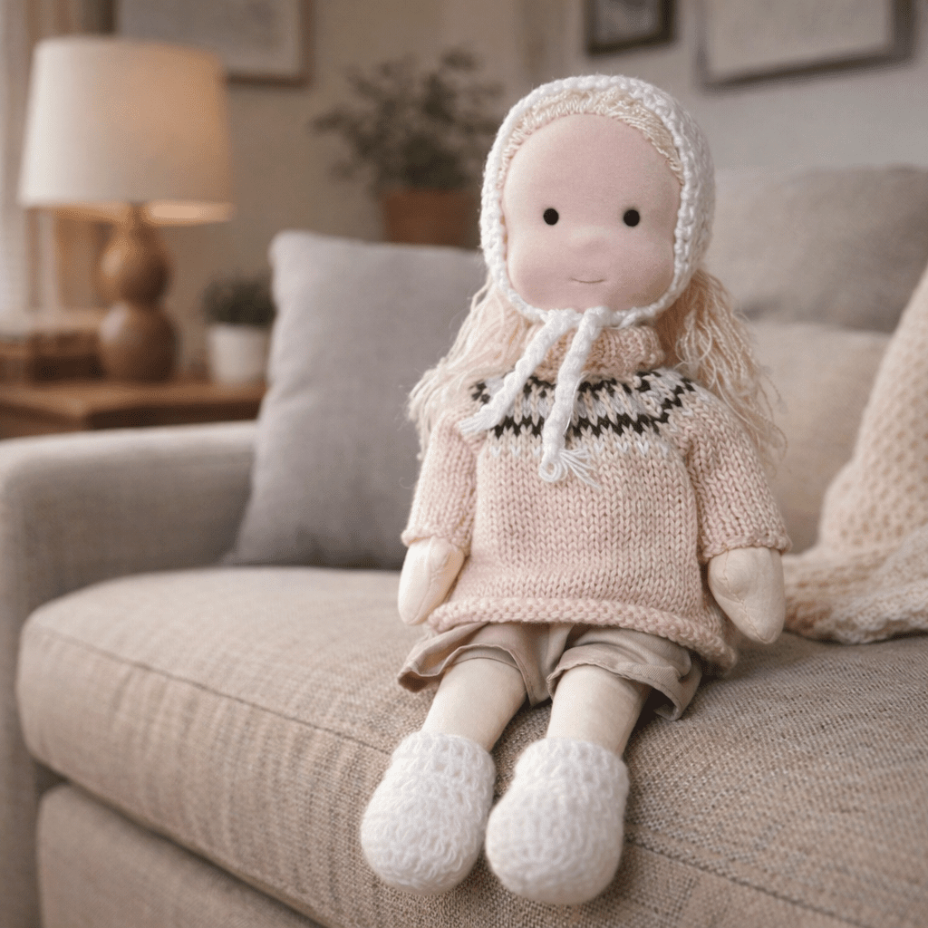 ELORA – Muñeca Waldorf Hecha a Mano de Algodón para Juego Creativo