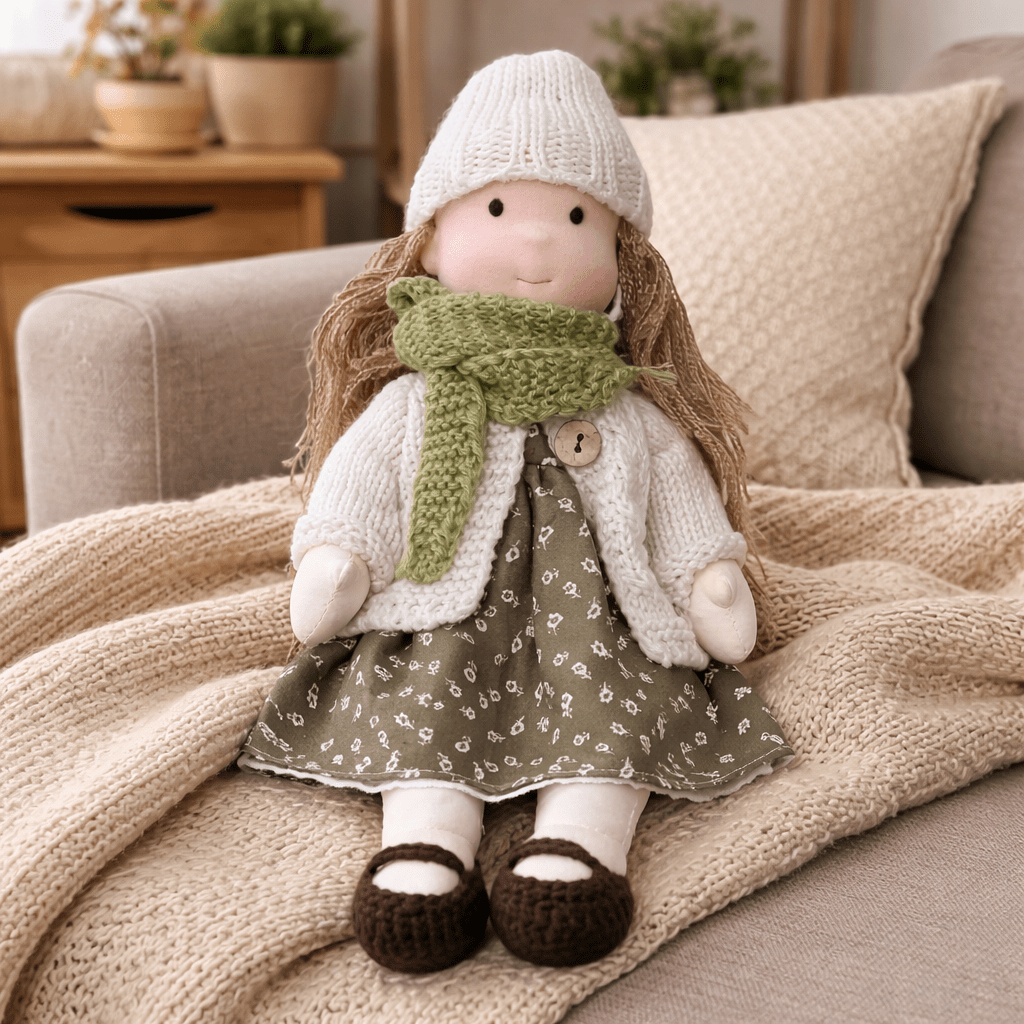 ELORA – Muñeca Waldorf Hecha a Mano de Algodón para Juego Creativo