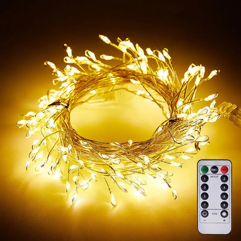 Encantadoras Luces de Cadena LED de Fuegos Artificiales