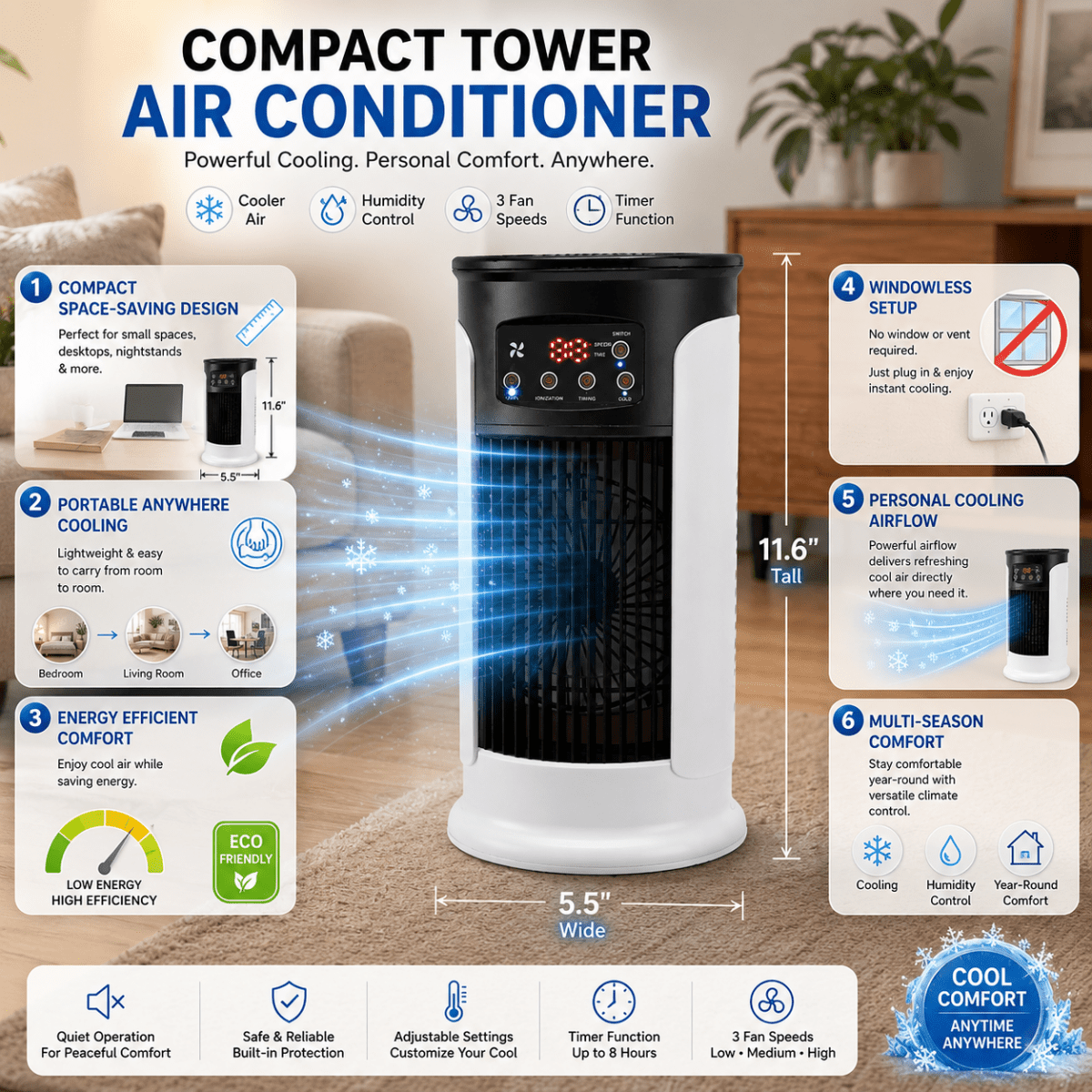 Enfriadores de Aire Móviles Compactos para un Enfriamiento Eficiente en Apartamentos y Oficinas