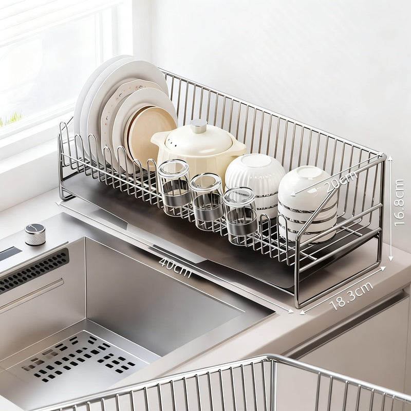 Escurreplatos de acero inoxidable con cesta de drenaje, 1–2 niveles