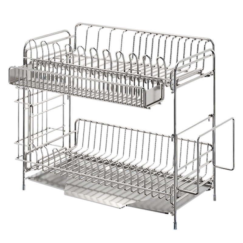 Escurreplatos de acero inoxidable con cesta de drenaje, 1–2 niveles
