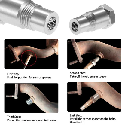 Espaciador para sensor de O2 con adaptador de oxígeno y minicatalizador integrado para luz Check Engine