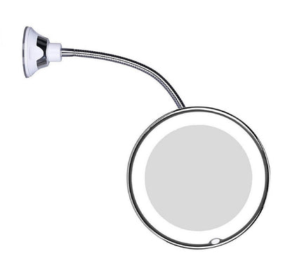 Espejo de aumento LED elegante con cuello flexible ajustable, ideal para maquillaje de precisión y cuidado facial diario con iluminación perfecta