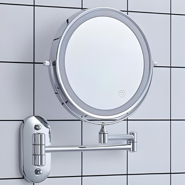 Espejo de Aumento LED VierraSol | Recargable | Cosméticos y Baño | Cromo Plateado