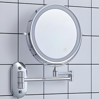 Espejo de Aumento LED VierraSol | Recargable | Cosméticos y Baño | Cromo Plateado