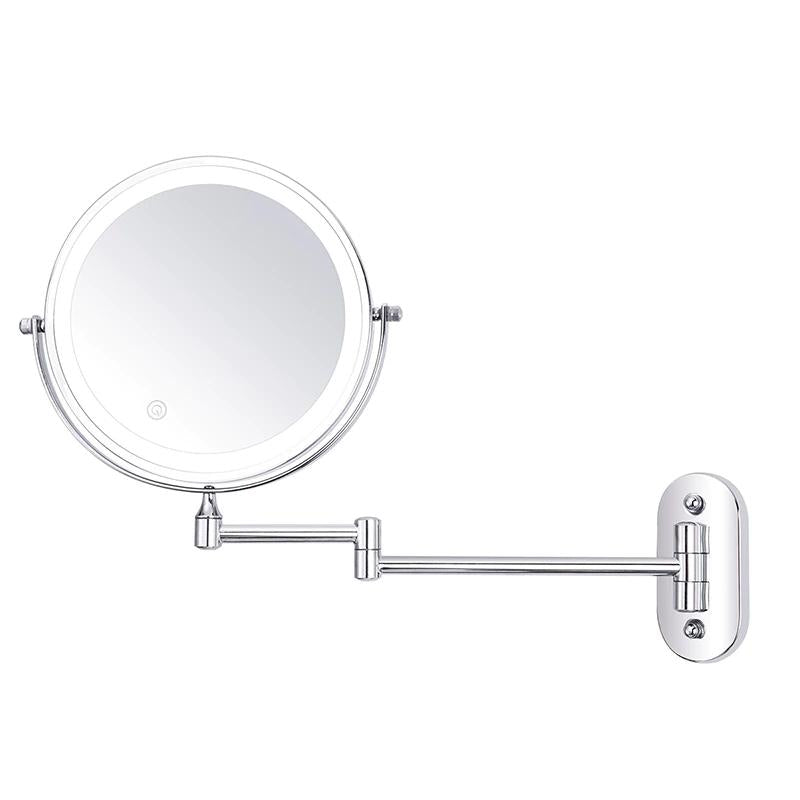 Espejo de Aumento LED VierraSol | Recargable | Cosméticos y Baño | Cromo Plateado
