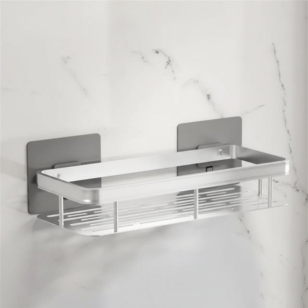 Estante de baño adhesivo sin taladro – Elegante para cualquier baño