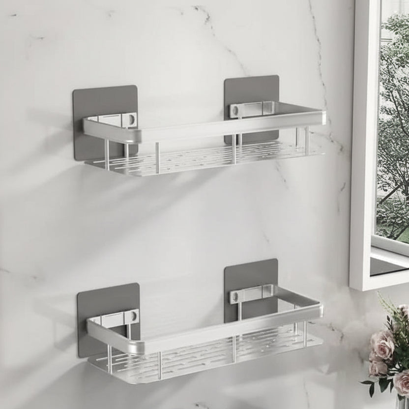 Estante de baño adhesivo sin taladro – Elegante para cualquier baño