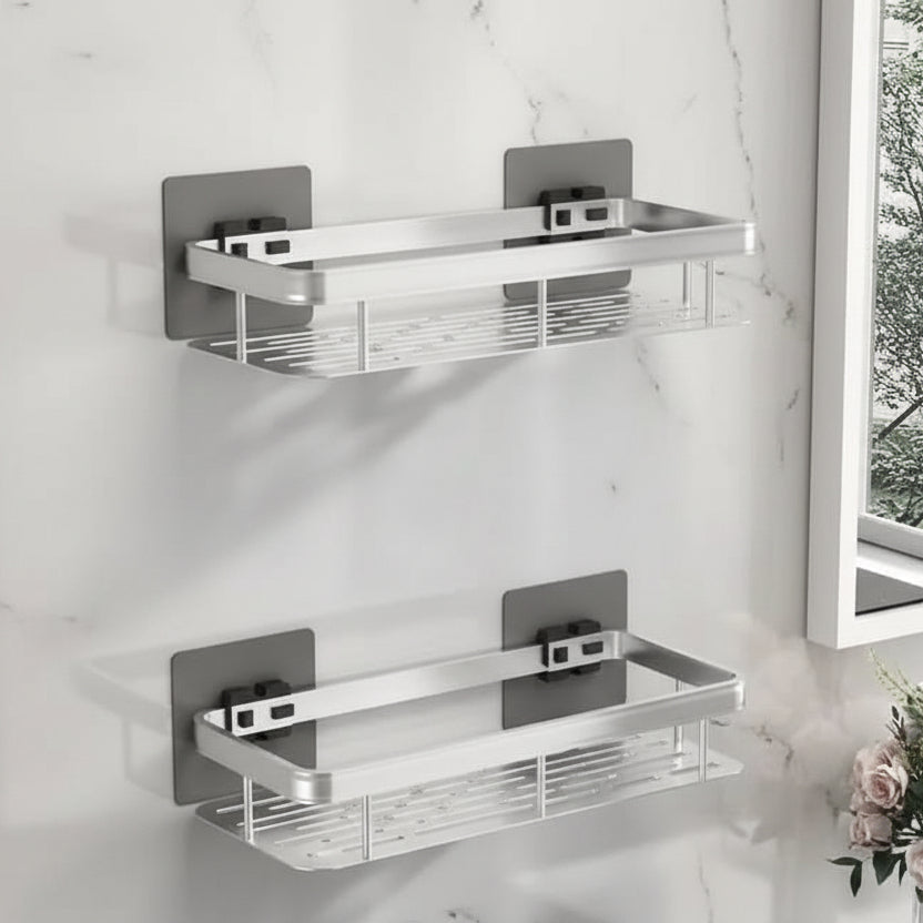 Estante de baño adhesivo sin taladro – Elegante para cualquier baño