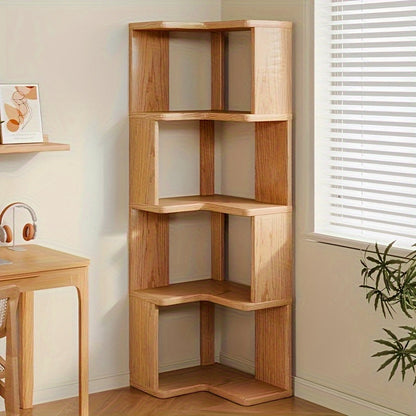Estantería esquinera de madera maciza – Compacta y práctica