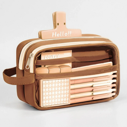 Estuche multicapa con compartimento grande