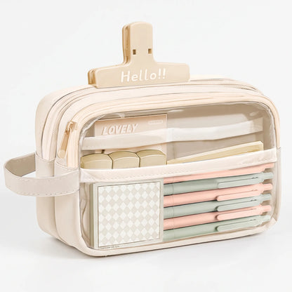 Estuche multicapa con compartimento grande