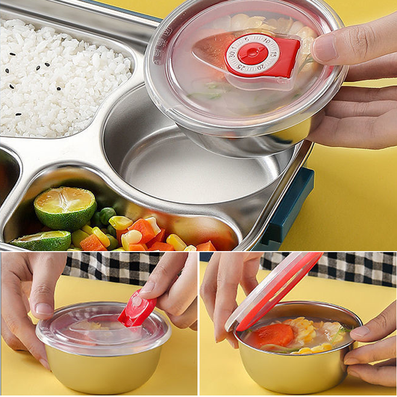 Fiambrera térmica estilo bento con compartimentos