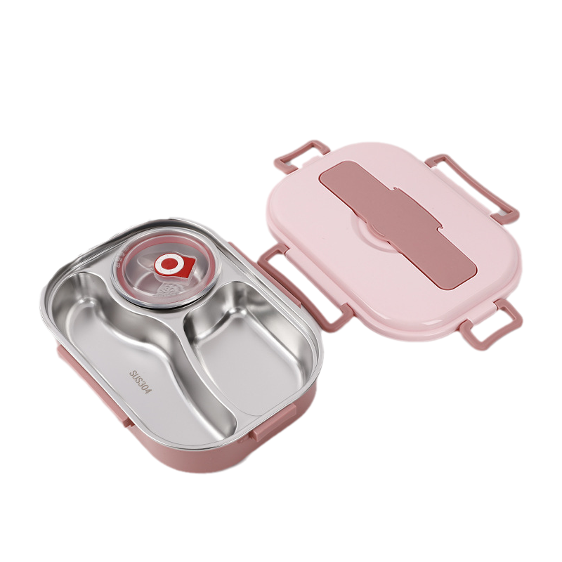 Fiambrera térmica estilo bento con compartimentos