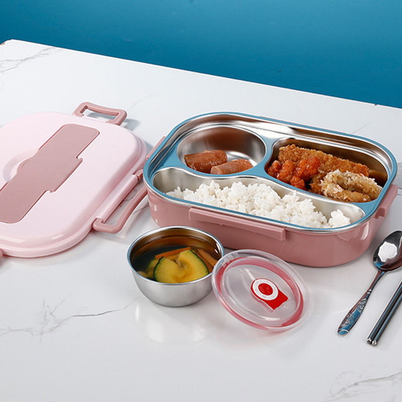 Fiambrera térmica estilo bento con compartimentos