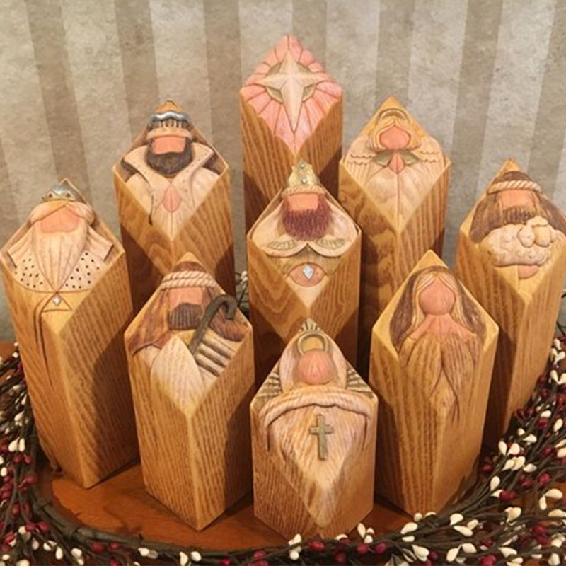 Figuras de belén en forma de pilares