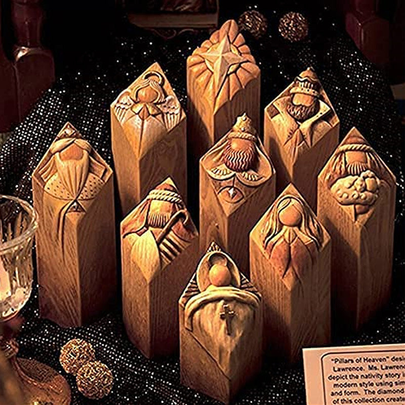 Figuras de belén en forma de pilares