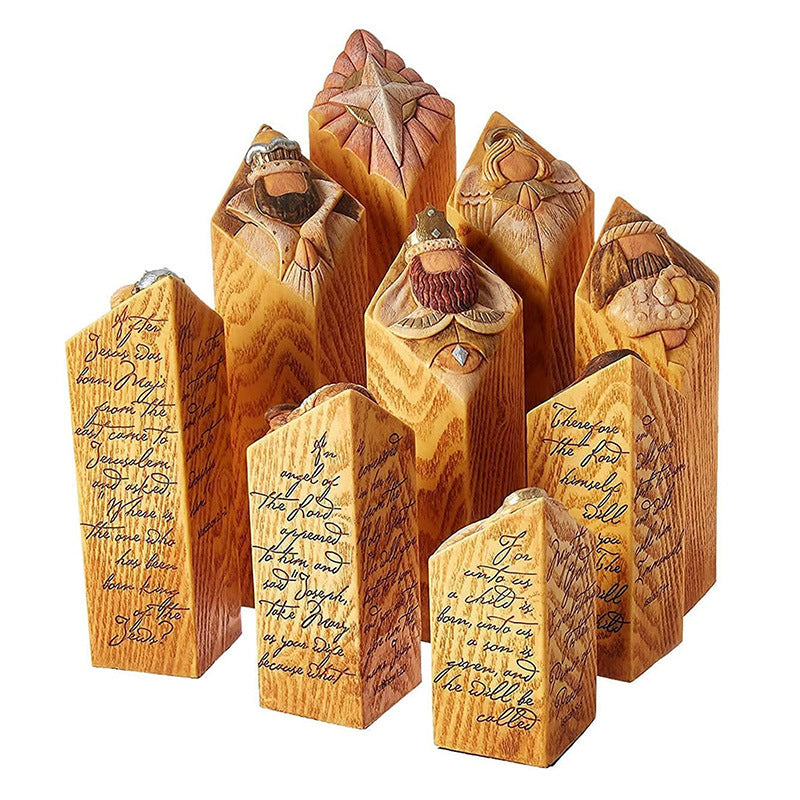 Figuras de belén en forma de pilares