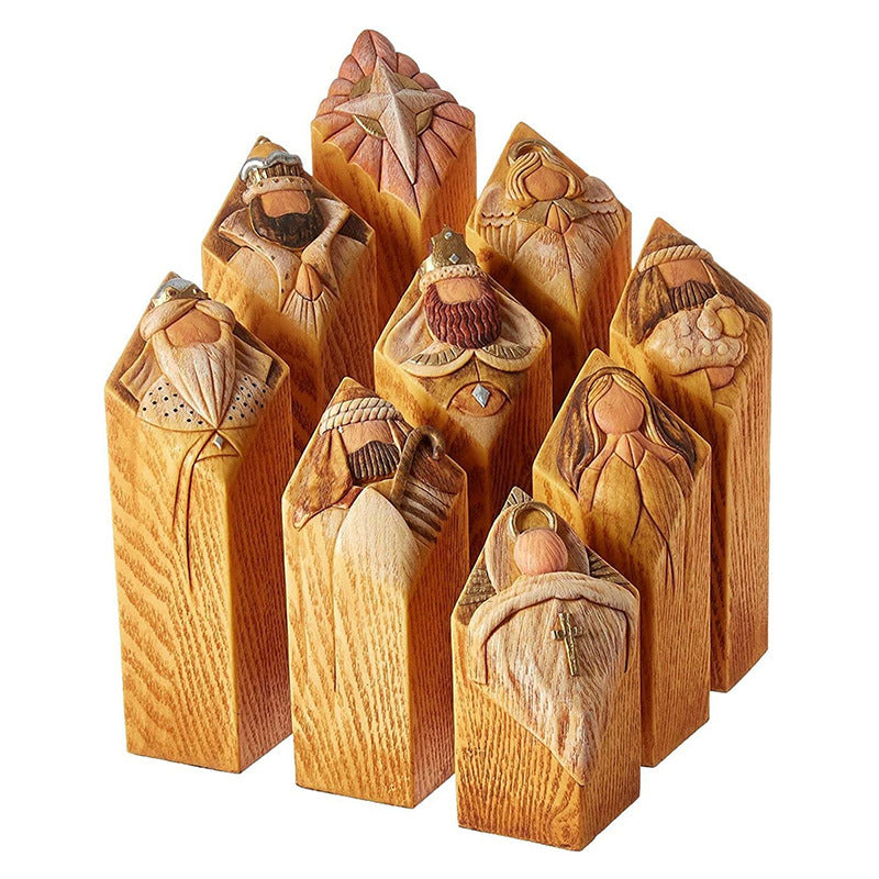 Figuras de belén en forma de pilares