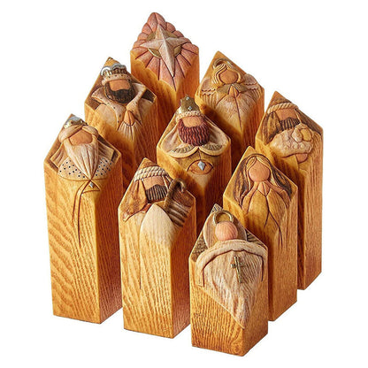 Figuras de belén en forma de pilares