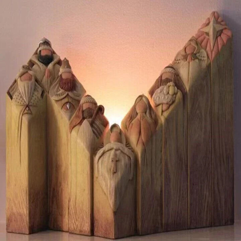 Figuras de belén en forma de pilares