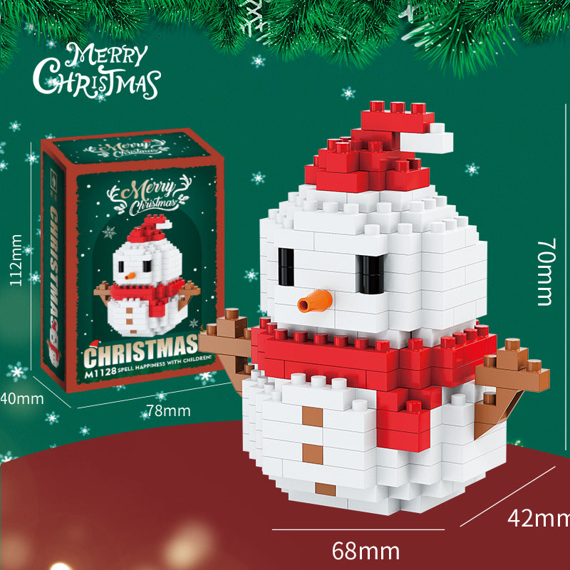 Figuras navideñas de mini bloques de construcción – Set de regalo con Papá Noel, muñeco de nieve, reno y árbol