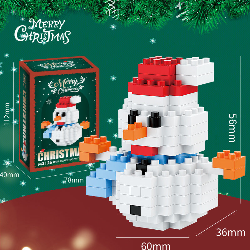 Figuras navideñas de mini bloques de construcción – Set de regalo con Papá Noel, muñeco de nieve, reno y árbol