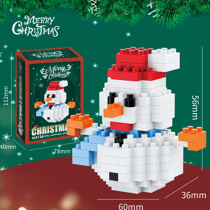 Figuras navideñas de mini bloques de construcción – Set de regalo con Papá Noel, muñeco de nieve, reno y árbol