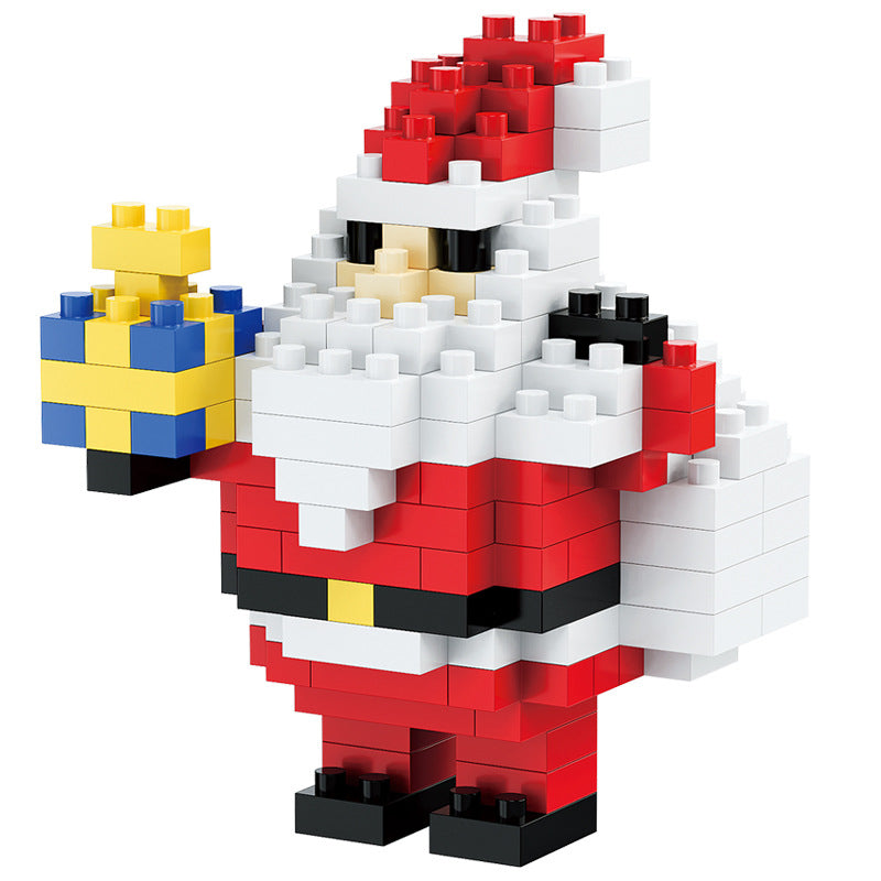 Figuras navideñas de mini bloques de construcción – Set de regalo con Papá Noel, muñeco de nieve, reno y árbol