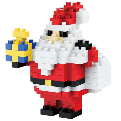 Figuras navideñas de mini bloques de construcción – Set de regalo con Papá Noel, muñeco de nieve, reno y árbol
