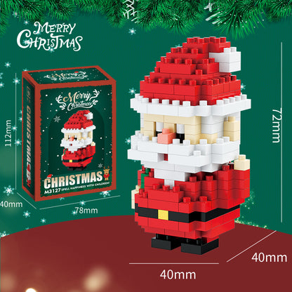 Figuras navideñas de mini bloques de construcción – Set de regalo con Papá Noel, muñeco de nieve, reno y árbol