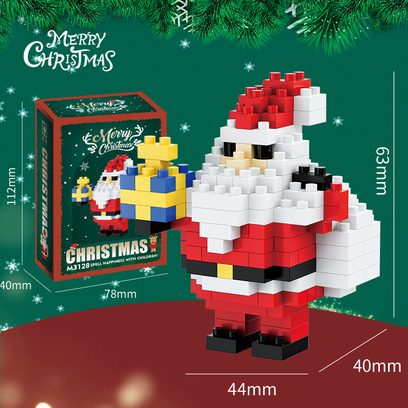 Figuras navideñas de mini bloques de construcción – Set de regalo con Papá Noel, muñeco de nieve, reno y árbol