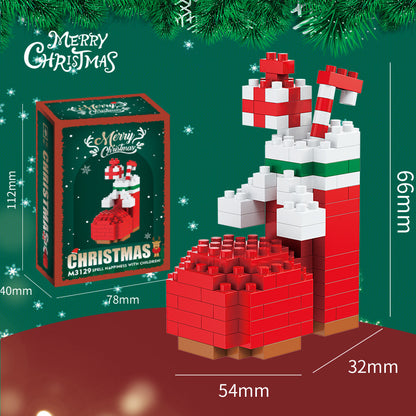 Figuras navideñas de mini bloques de construcción – Set de regalo con Papá Noel, muñeco de nieve, reno y árbol