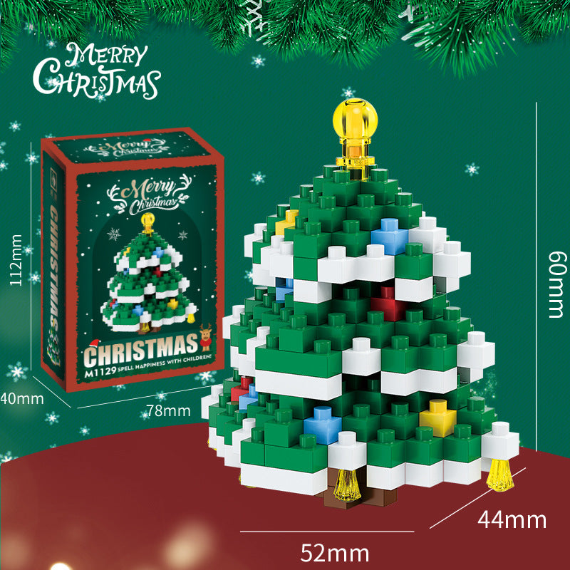 Figuras navideñas de mini bloques de construcción – Set de regalo con Papá Noel, muñeco de nieve, reno y árbol